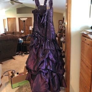 Full length eggplant ball gown